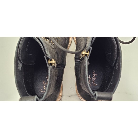 NEW Crown Vintage Boots Womens 10M Black Leather Yuliana Combat Lace-Up Lug Sole - Picture 12 of 13